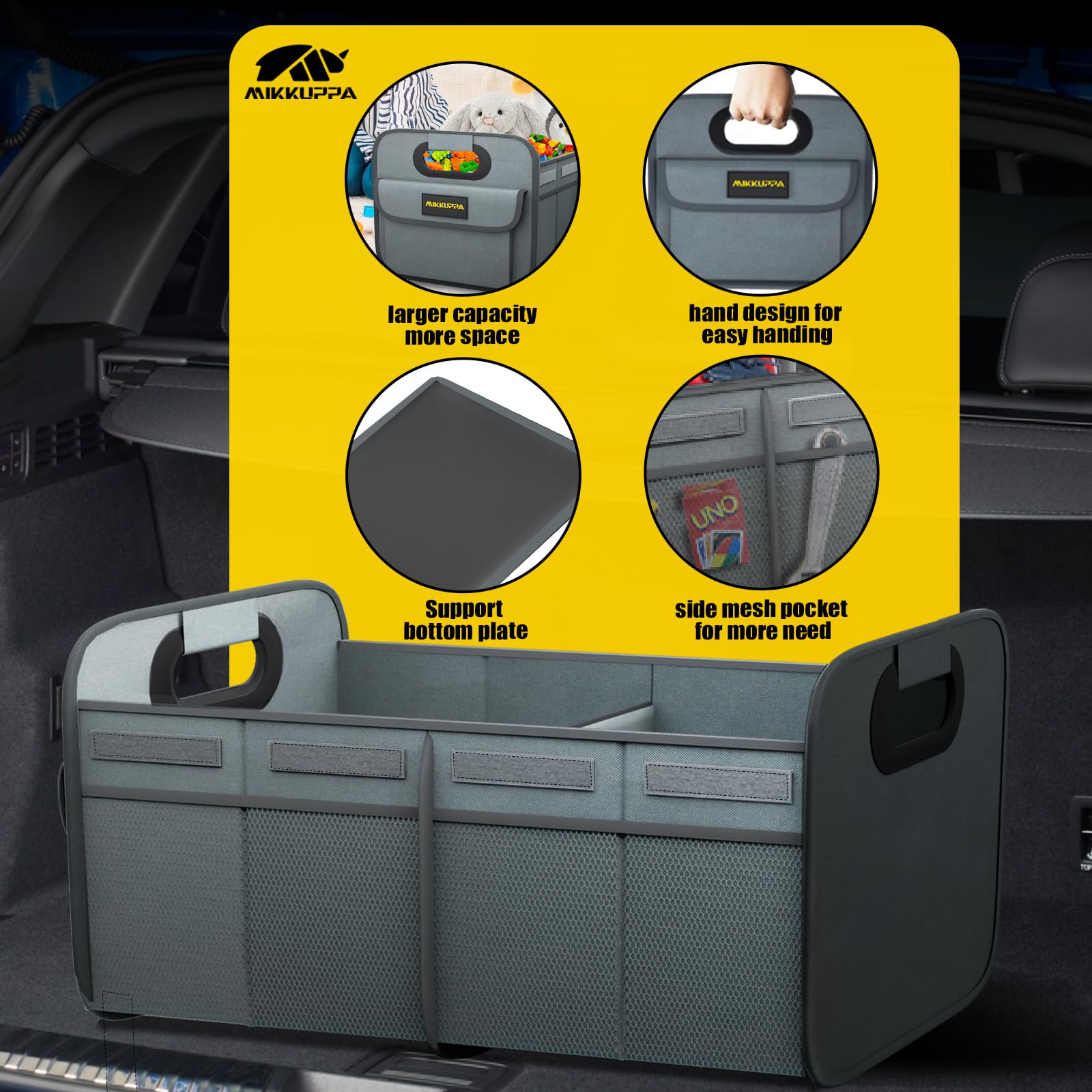 MIKKUPPA travel-friendly trunk organizer helps keep road trips organized.