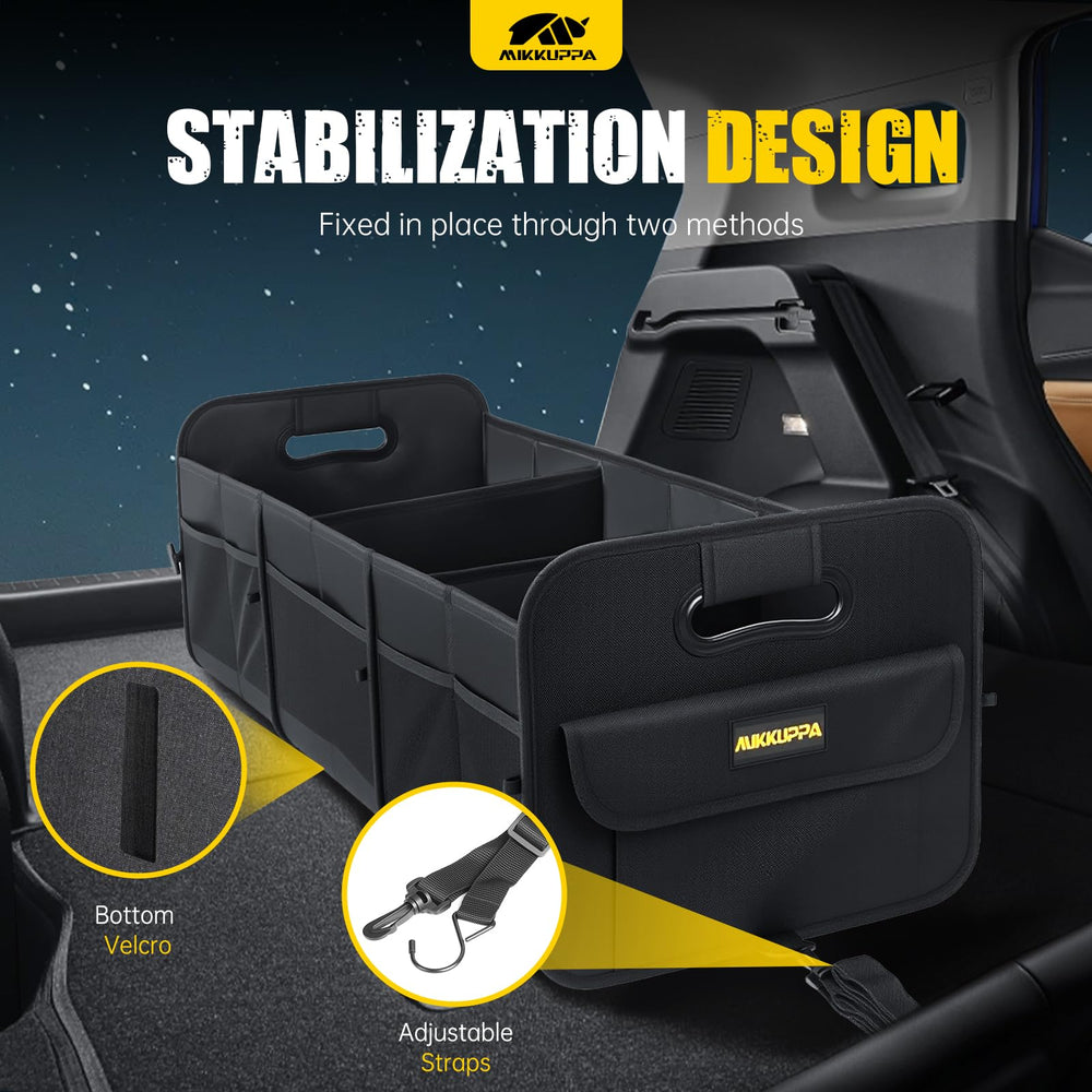 Folded compact view of MIKKUPPA trunk organizer for easy storage