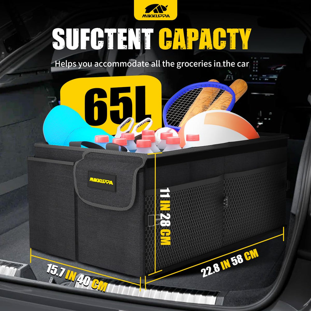 MIKKUPPA trunk organizer folds to fit compact trunks for easy storage