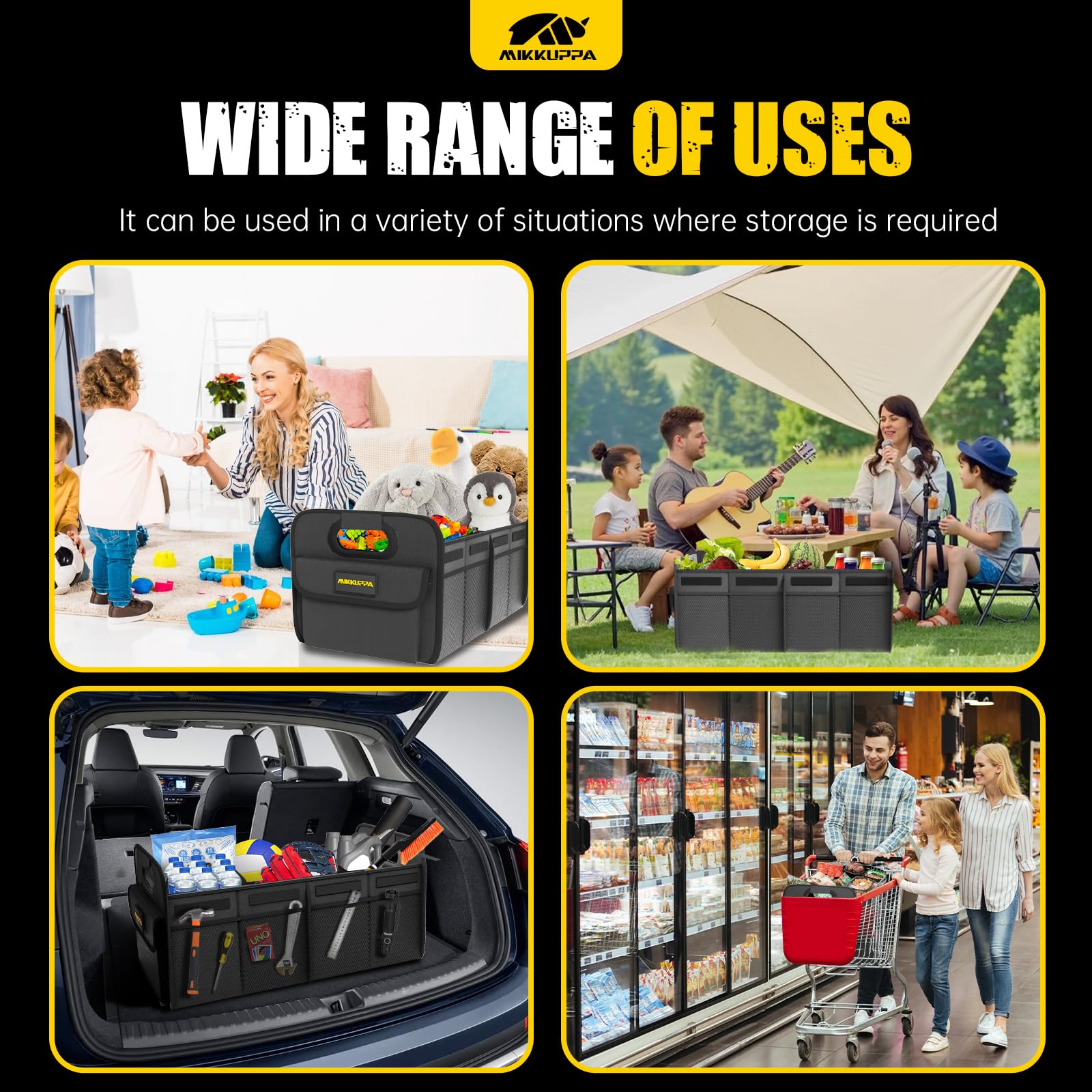 MIKKUPPA trunk organizer ideal for groceries, camping, and trips