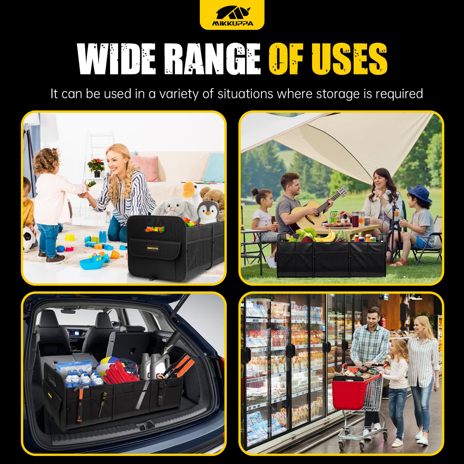 Durable Oxford fabric of MIKKUPPA trunk organizer for groceries and gear