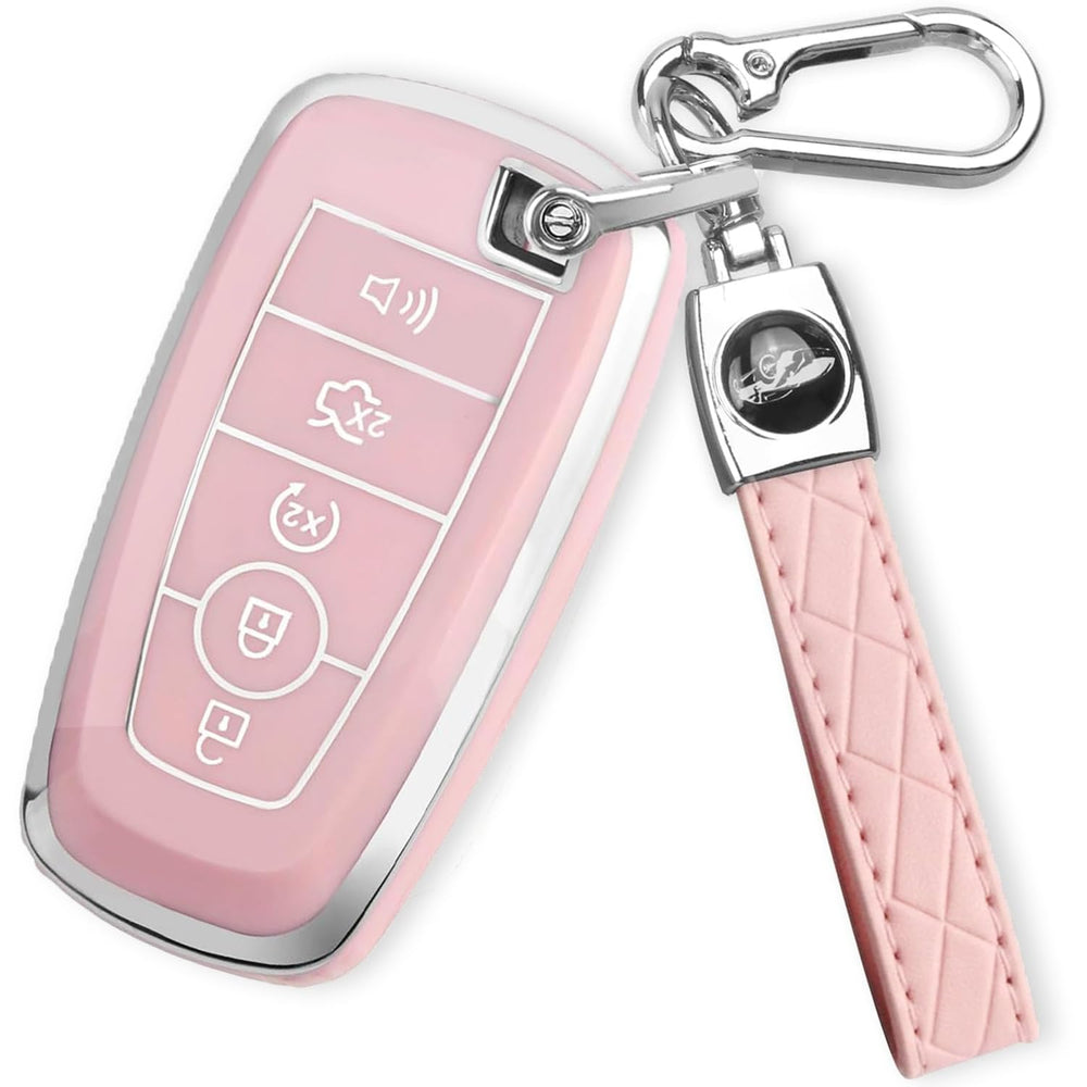MILD EAST Ford key fob cover in pink protects against scratches and dings.