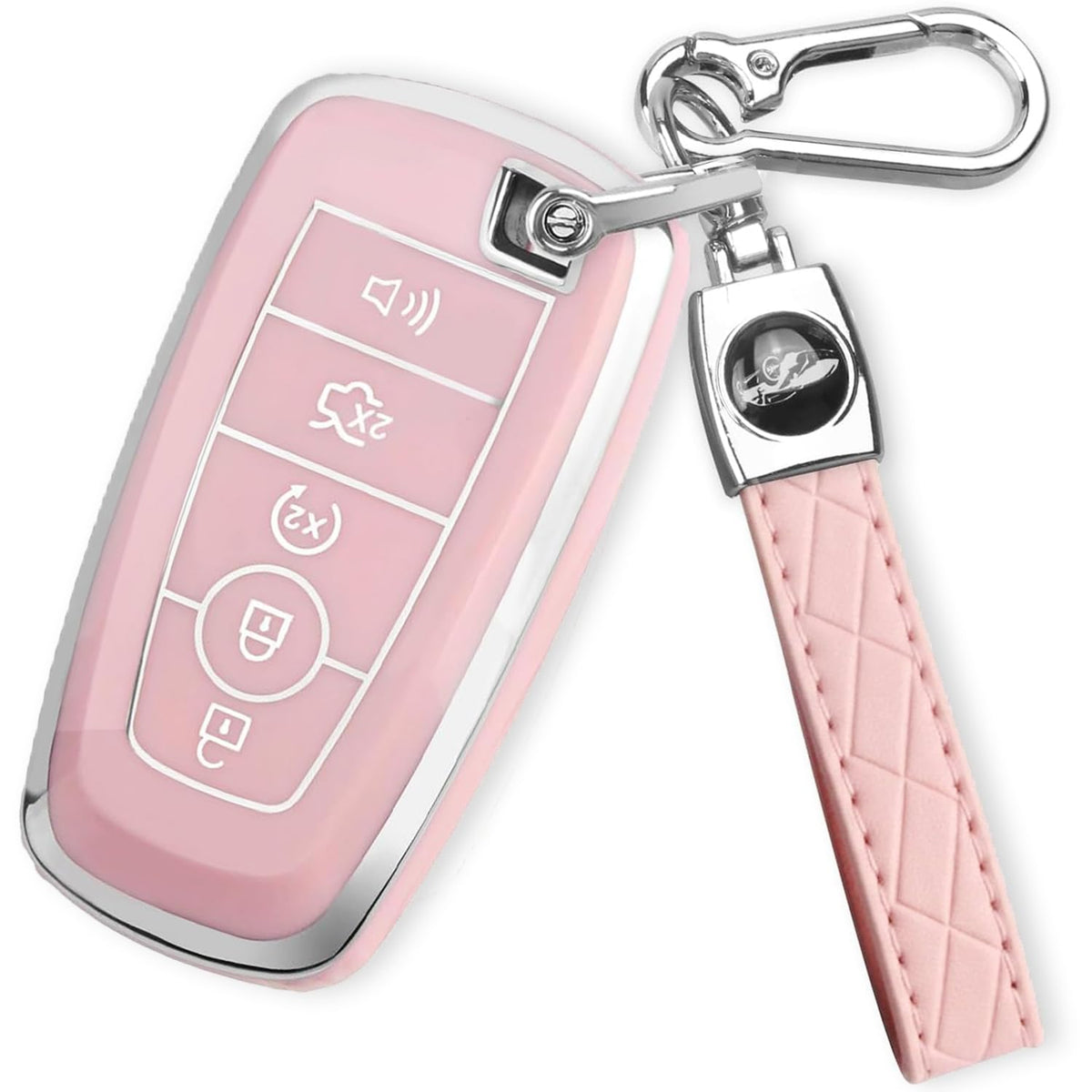 MILD EAST Ford key fob cover in pink protects against scratches and dings.