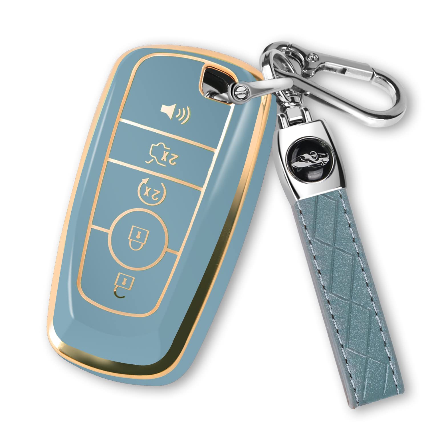MILD EAST Ford key fob cover in blue, front view, 1:1 fit and protective shell.