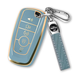 MILD EAST Ford key fob cover in blue, front view, 1:1 fit and protective shell.