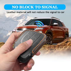 MILD EAST leather fob cover for Chevy Tahoe Suburban guards against dust with 1:1 fit.