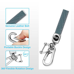 MILD EAST Genuine leather keychain in blue, premium accessory for keys.