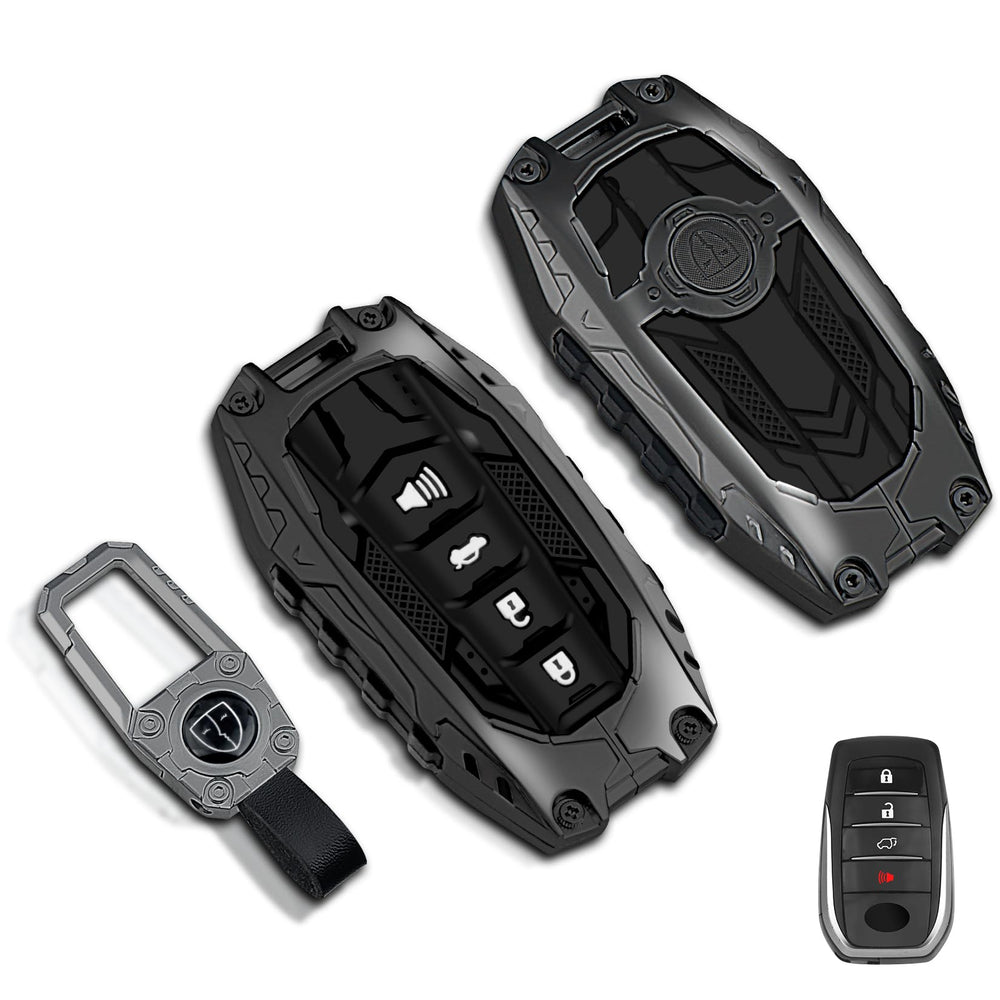 MILD EAST gunmetal heavy metal key fob cover for Toyota Land Cruiser protects from scratches and impact.