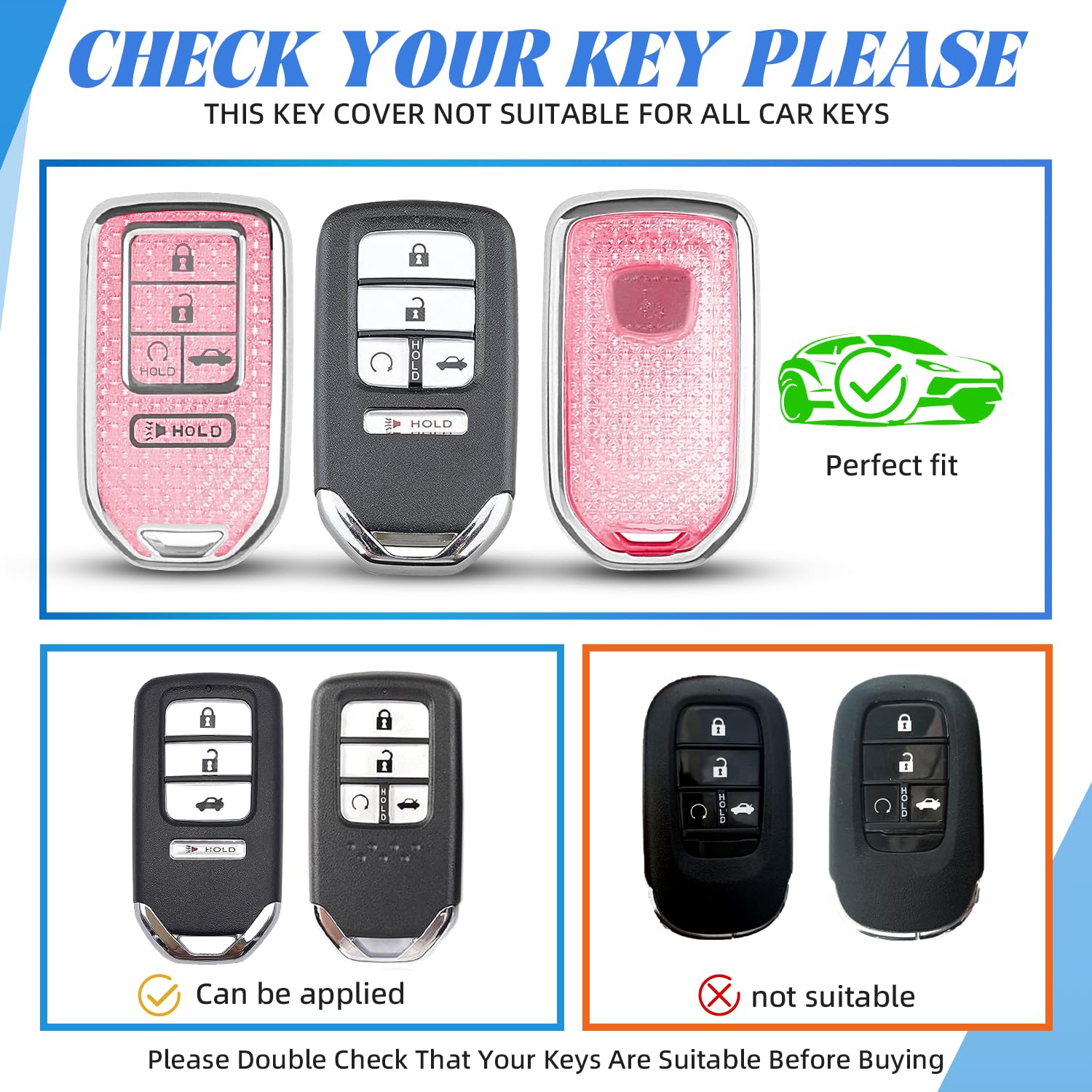 MILD EAST Honda key fob cover 5-button TPU shell ensures easy access and secure fit.