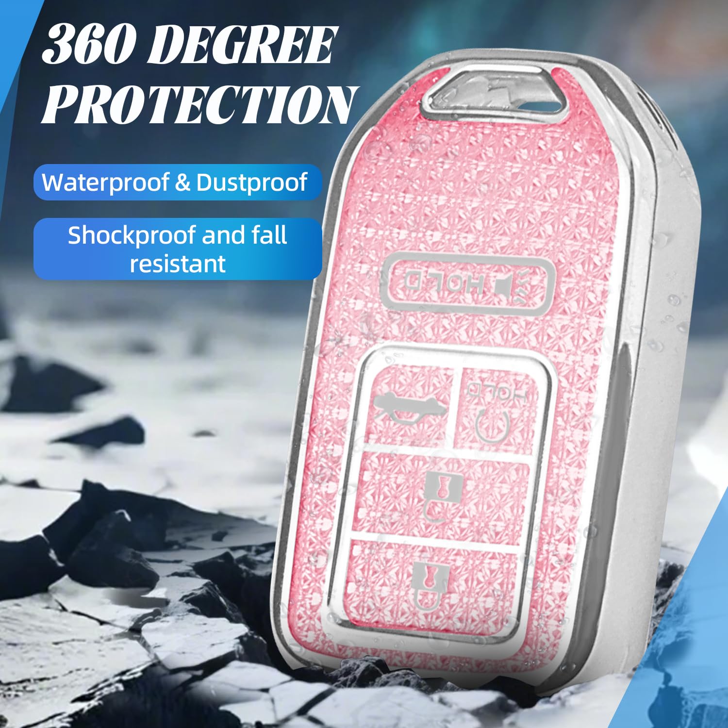 MILD EAST key fob cover includes love keychain for feminine touch.