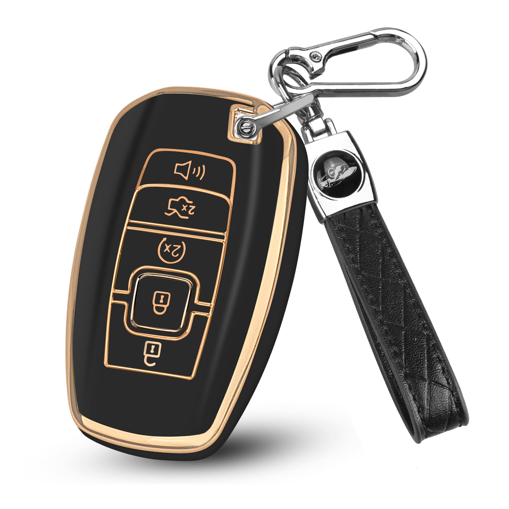MILD EAST Lincoln key fob cover on Aviator Continental fob, preserving signal and style.