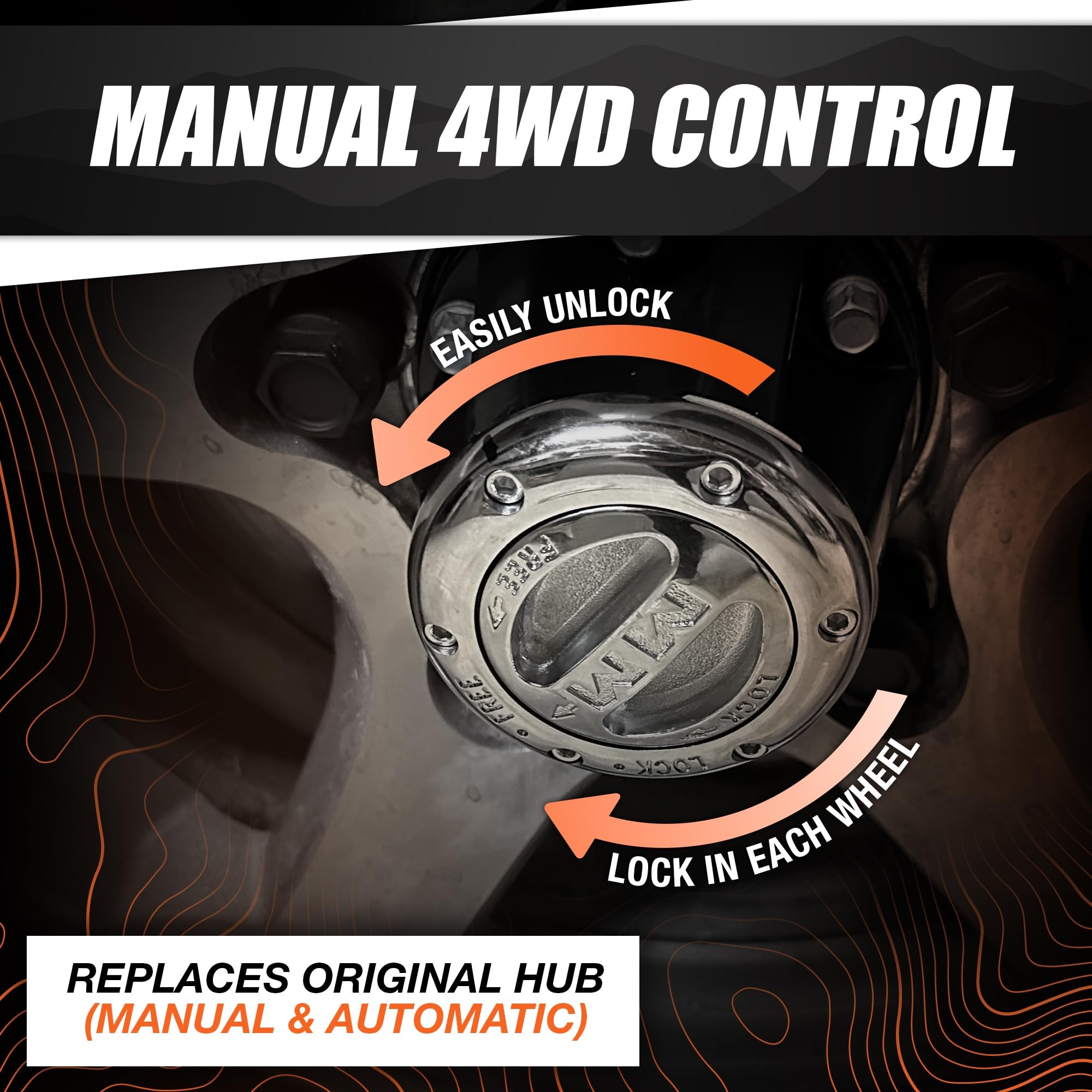 Two Mile Marker 449SS locking hubs shown side-by-side for reference