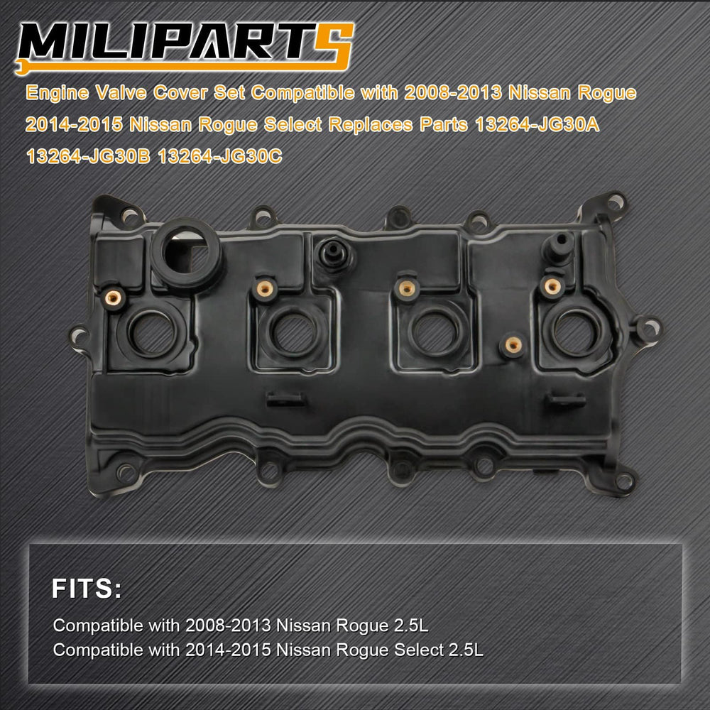MILIPARTS valve cover set side view showing bolts included for easy installation