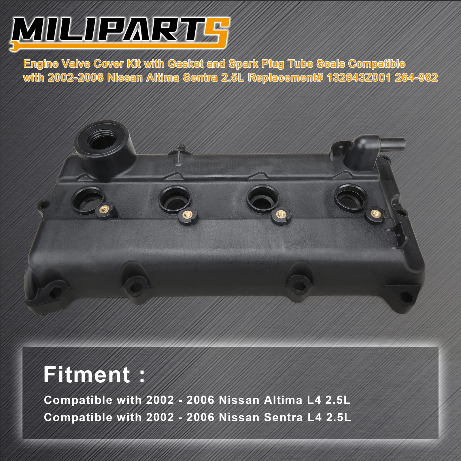MILIPARTS QR25DE valve cover tube connection highlighting reliable oil routing