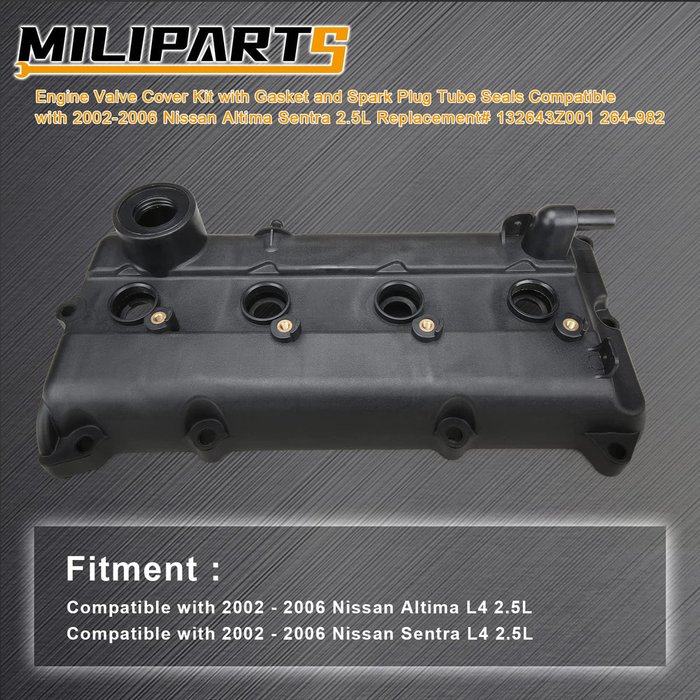 MILIPARTS QR25DE valve cover tube connection highlighting reliable oil routing
