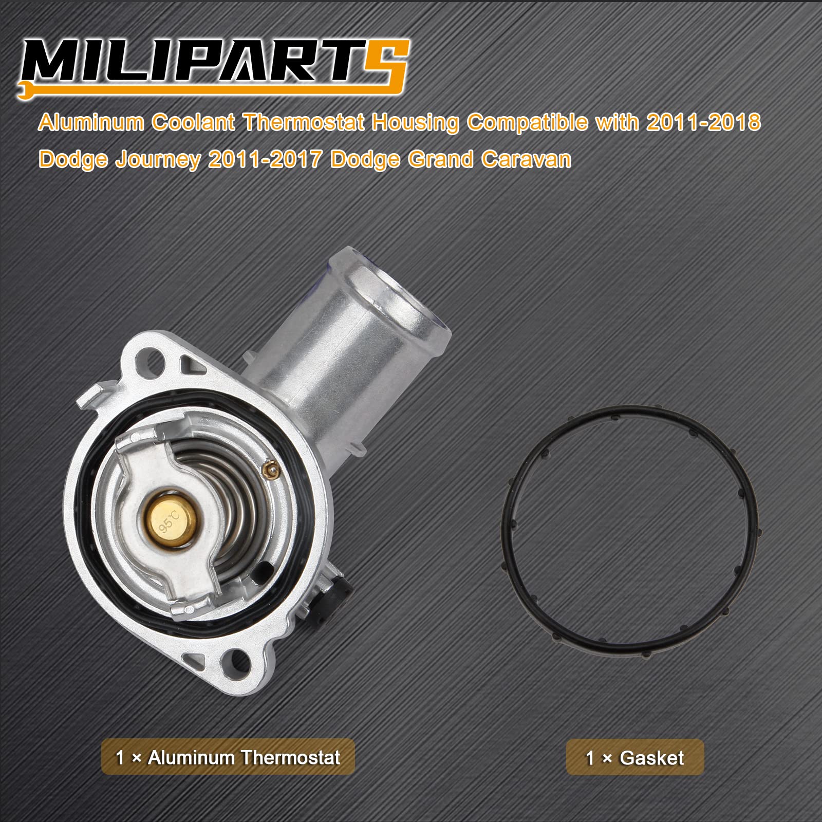 MILIPARTS thermostat housing with 95°C threshold for steady engine temperature