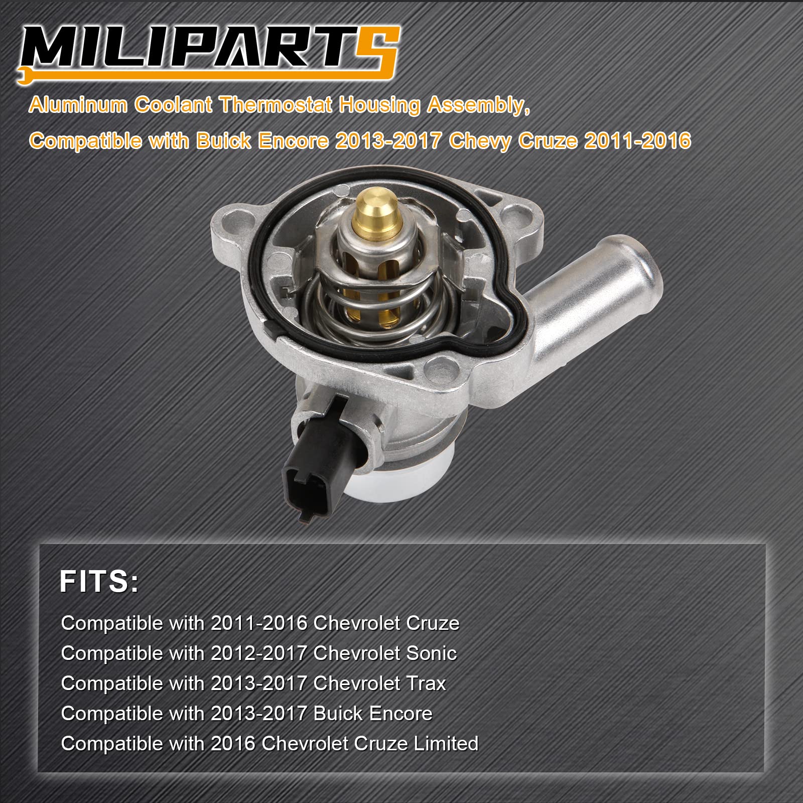 MILIPARTS aluminum thermostat housing for Chevy Cruze improves cooling stability.