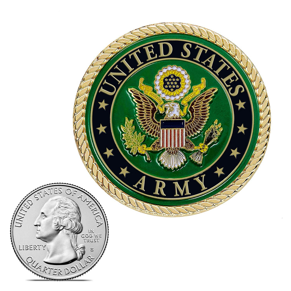 Military Gift Shop Army Seal Medallion car detail adds subtle patriotism