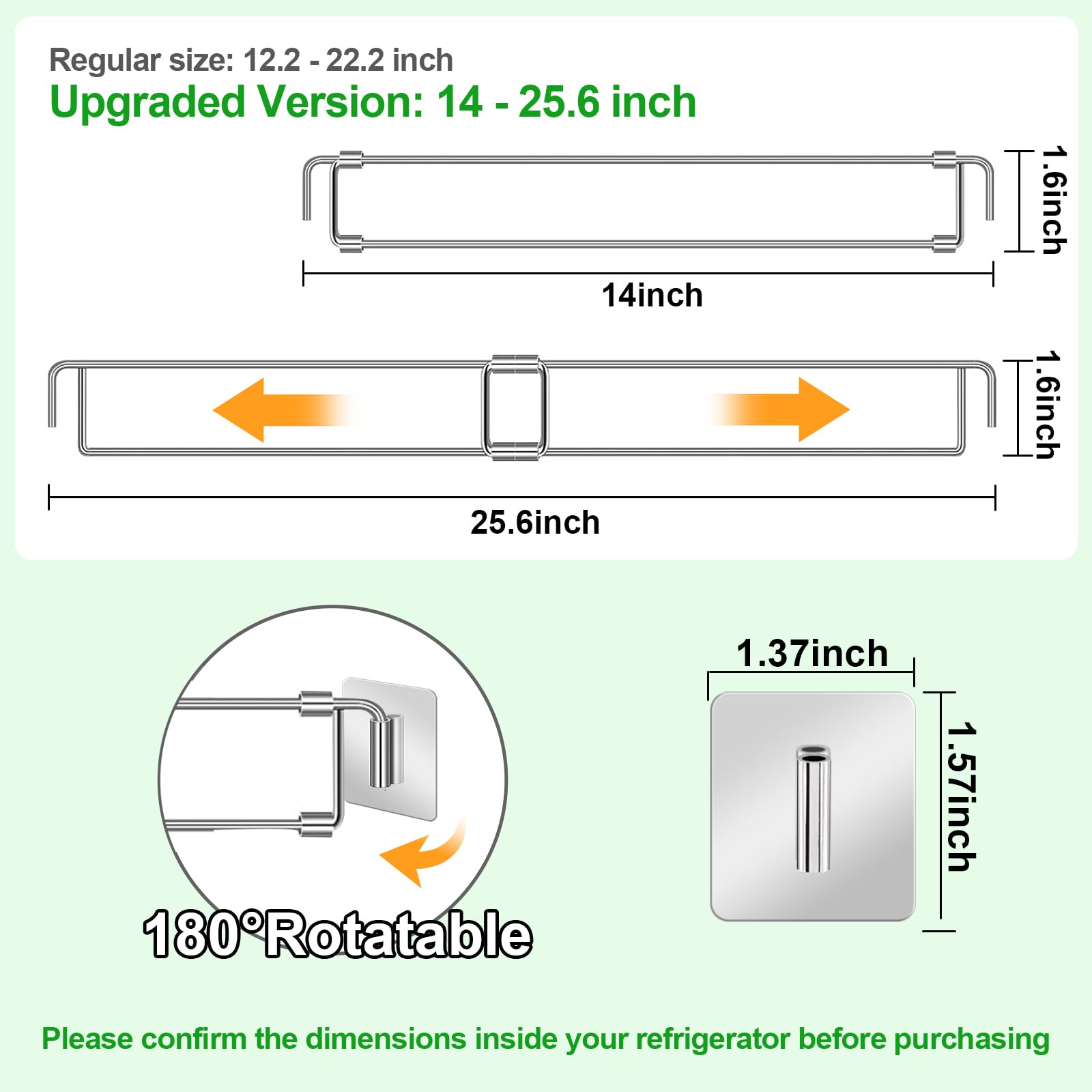 Millsten rv-fridge-bars 14-25-6in support shelves during travel.
