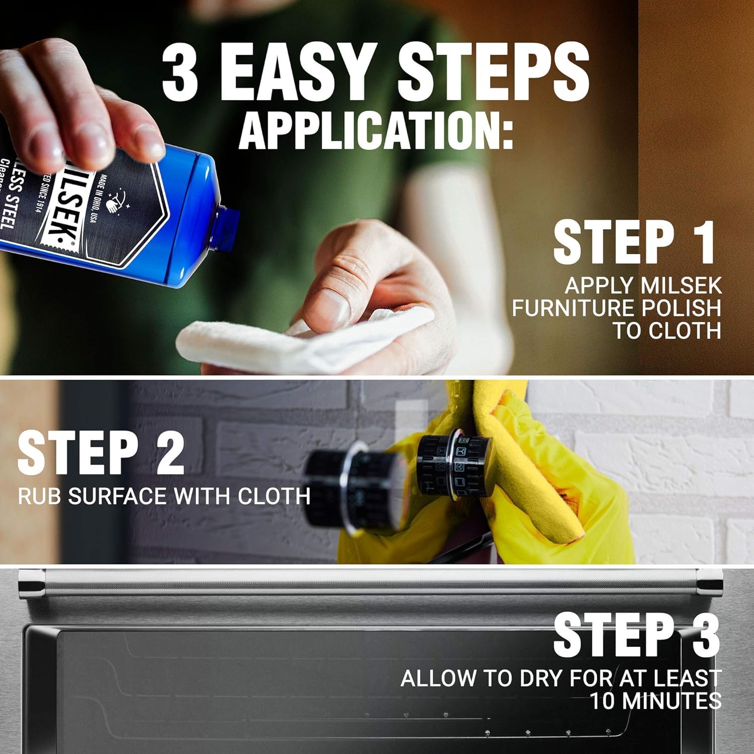 Milsek removes glue residue without harming finishes, preserving metal look