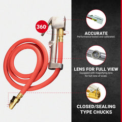 Milton 518 with clip-on chuck offers easy-on grip for precise tire inflation.