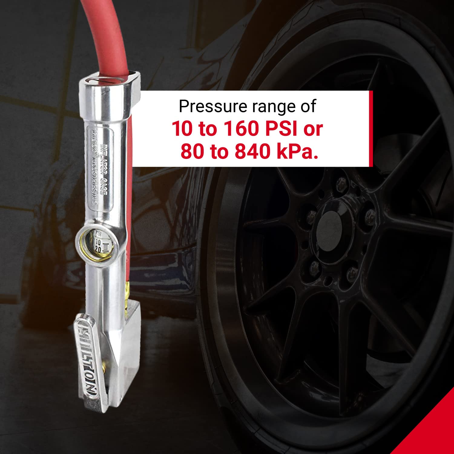 Milton 518 includes a push-button deflator for fast pressure adjustments.