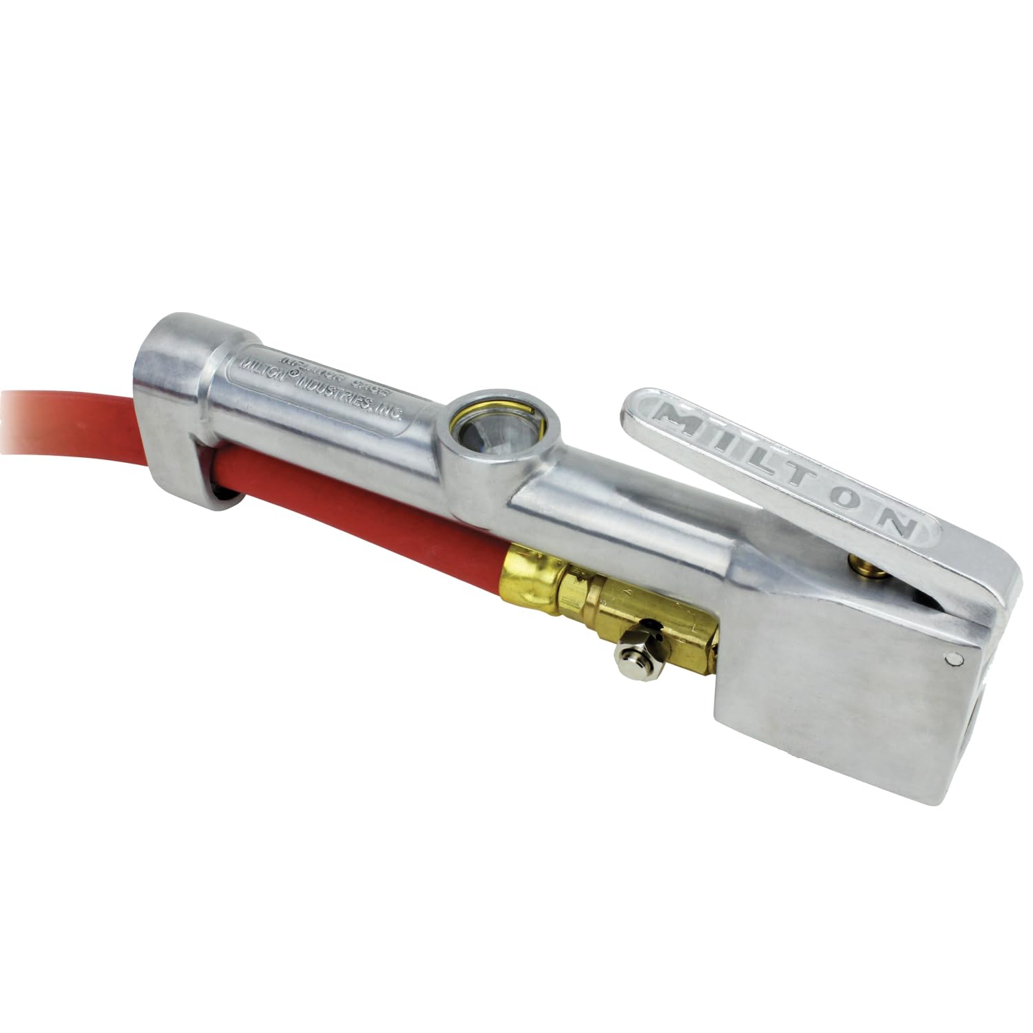 Milton 556 inflator with gauge and 6-foot hose for precise tire pressure checks.