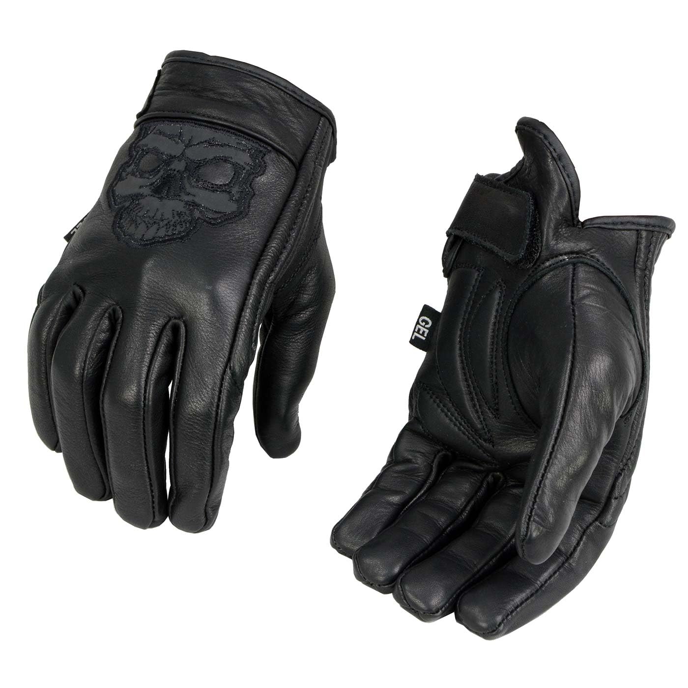 Milwaukee Leather glove with gel palm for cushioned grip on long rides.