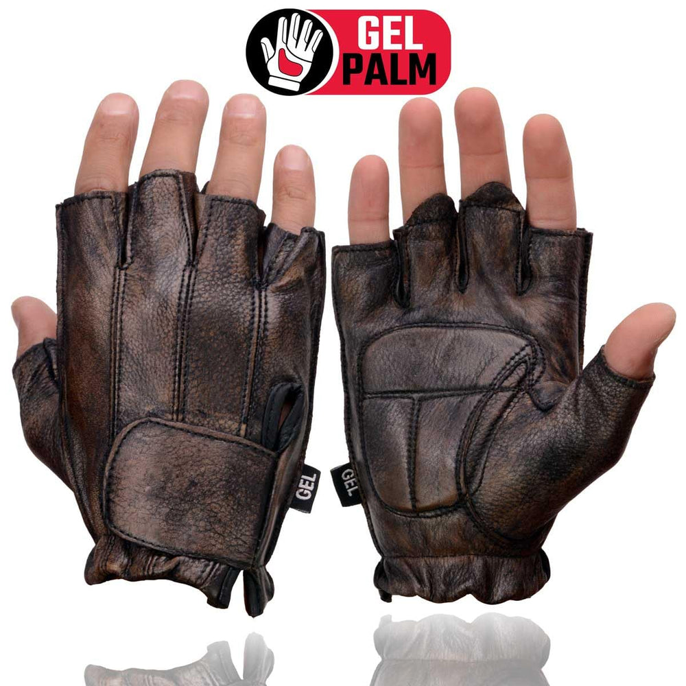 Distressed brown cowhide MG7561 gloves for rugged style and durability