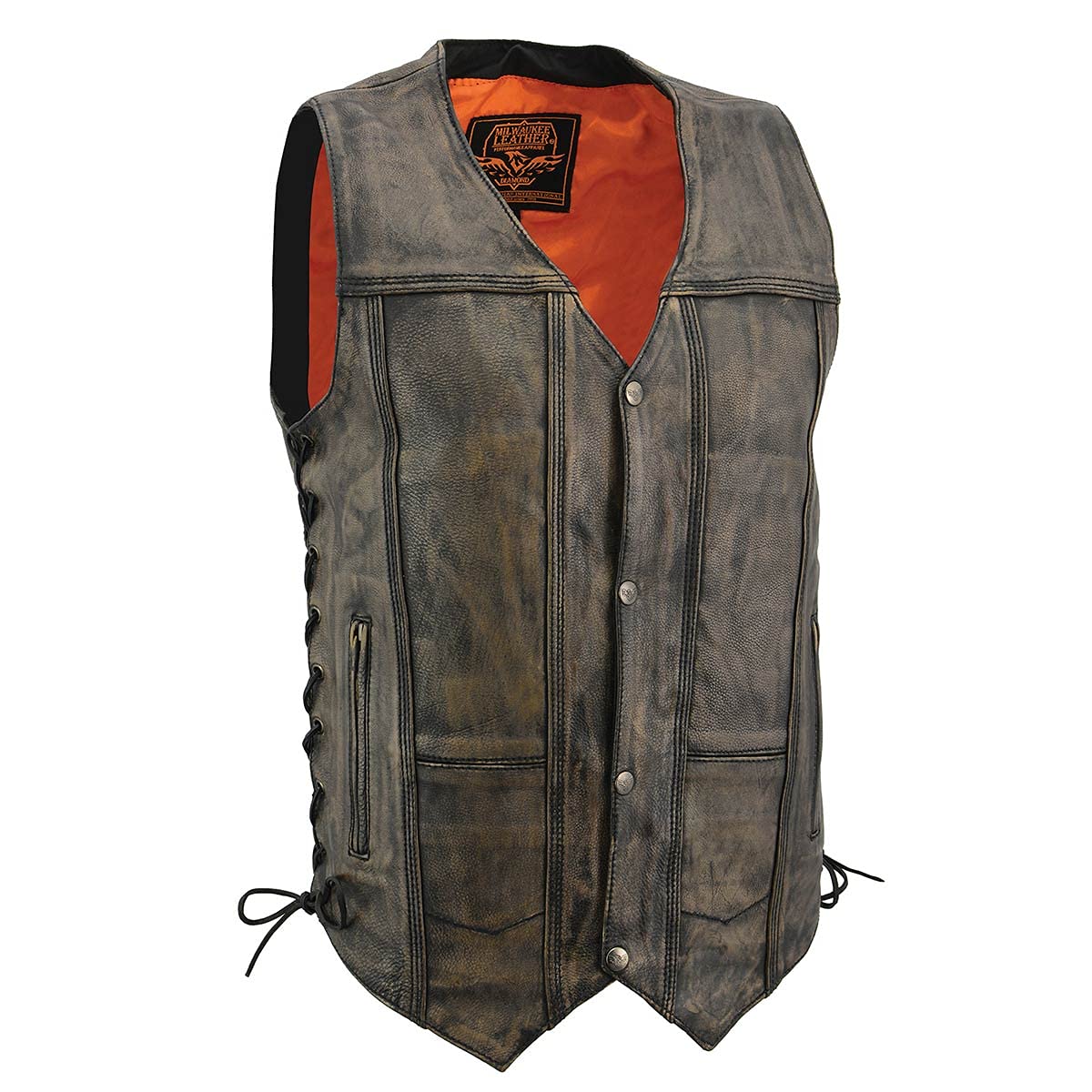 Milwaukee Leather MLM3540 front view with 10-pocket layout for riders