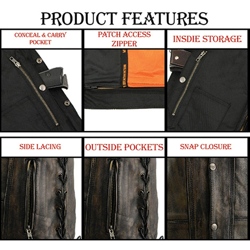 Milwaukee Leather MLM3540 Patch Access zipper enables quick embroidery