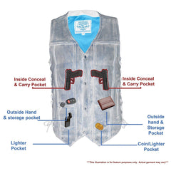 Milwaukee Leather MLM3540 ten-pocket layout for organized storage on rides