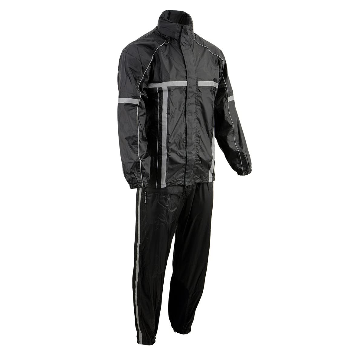 Milwaukee Leather MPM9510 rain suit front view with hi-vis tape for daytime visibility
