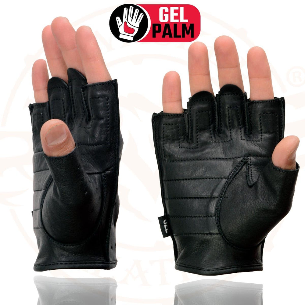 Milwaukee Leather SH195 palm close-up showing gel-padded grip.