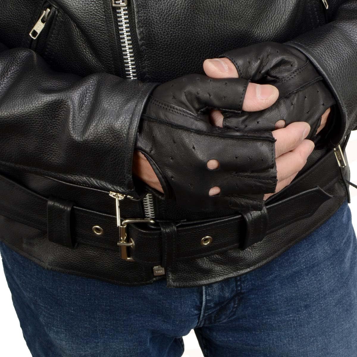 Milwaukee Leather SH195 perforated panel highlighting breathable design.