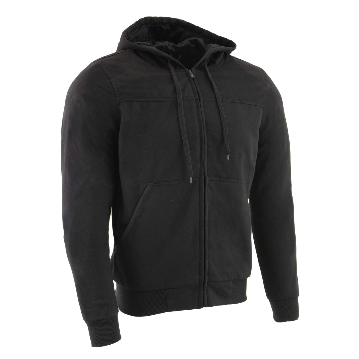 Milwaukee Leather Streetguard hoodie front view showing ride-ready casual style with armor protection.