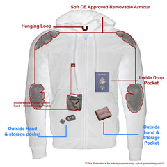 Milwaukee Leather Streetguard hoodie side view highlighting flexible fit for city riding.