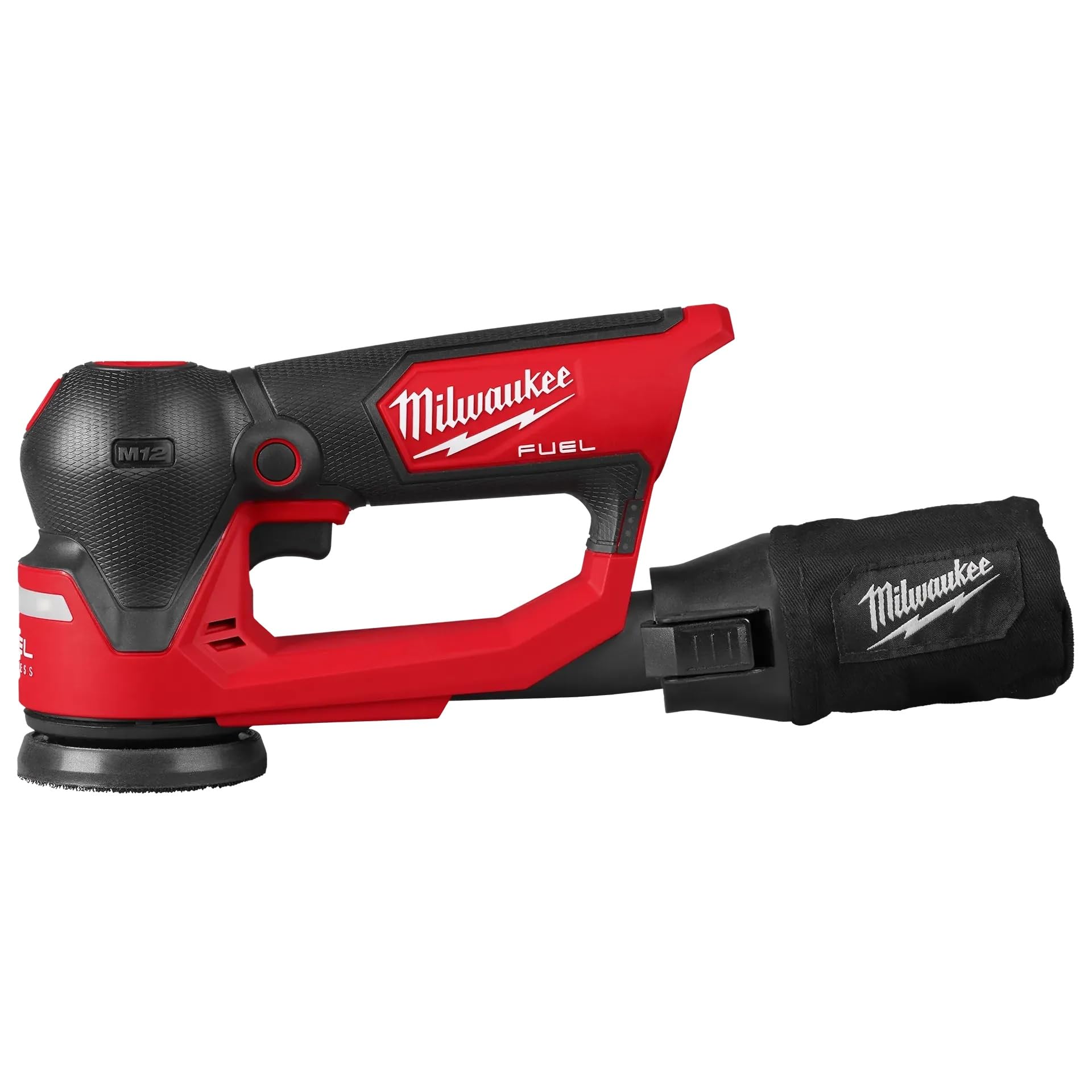 Milwaukee M12 Fuel 3-Inch Orbital Detail Sander body view showing compact design for detail work