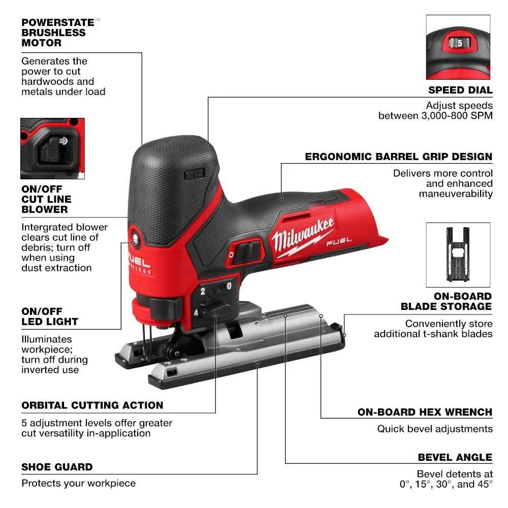 Milwaukee M12 FUEL Jig Saw with pivot base for complex cuts