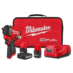 Milwaukee M12 FUEL Stubby half-inch impact wrench kit in-action for tight spaces