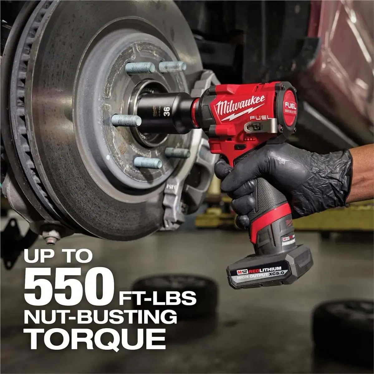 Milwaukee M12 FUEL Stubby used in tight undercarriage space