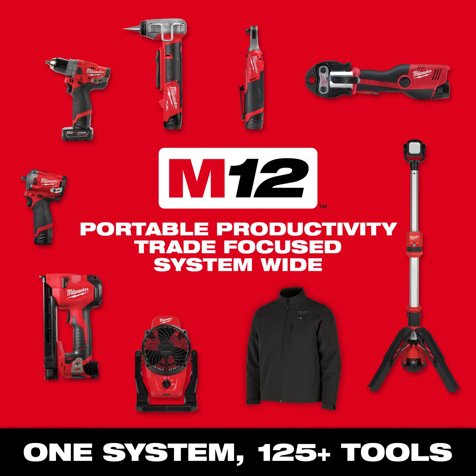 Milwaukee M12 battery with Redlink technology offering overload protection and longer life.