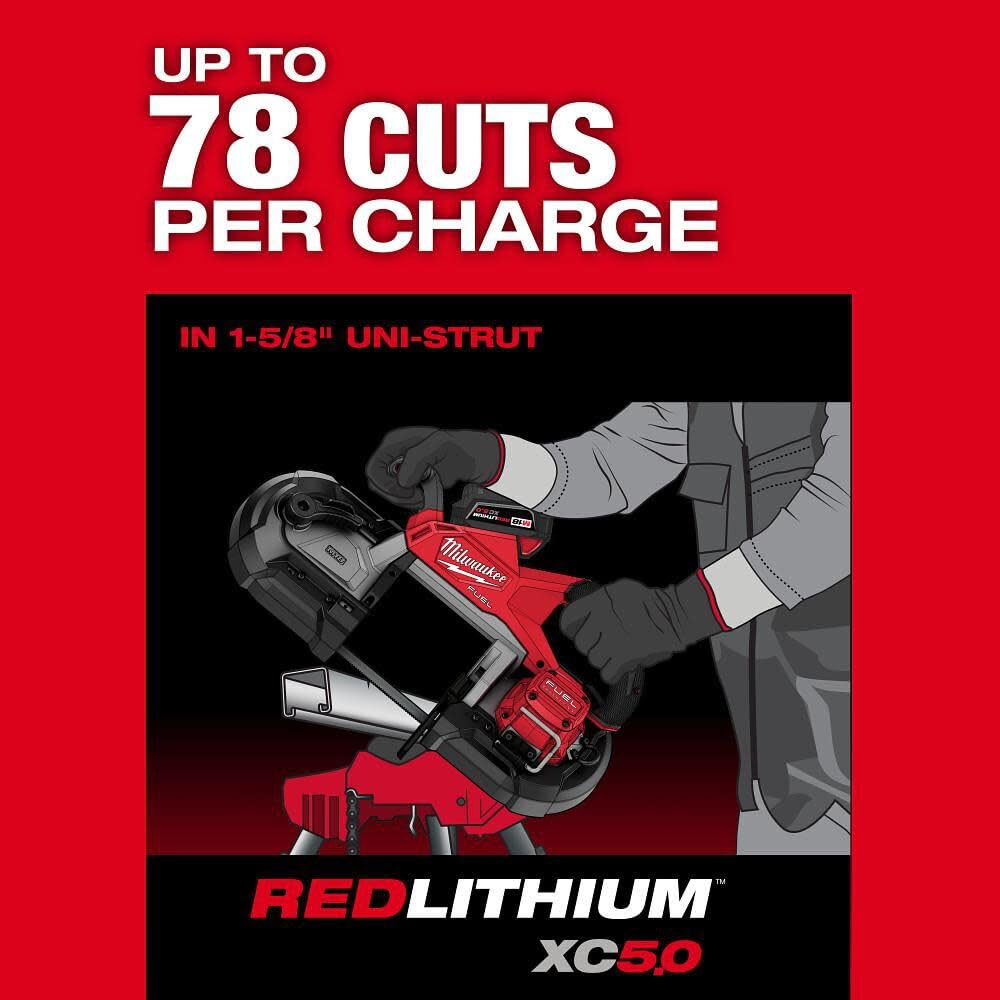 Milwaukee M18 FUEL Deep Cut Band Saw angled-cut scenario for tight spaces