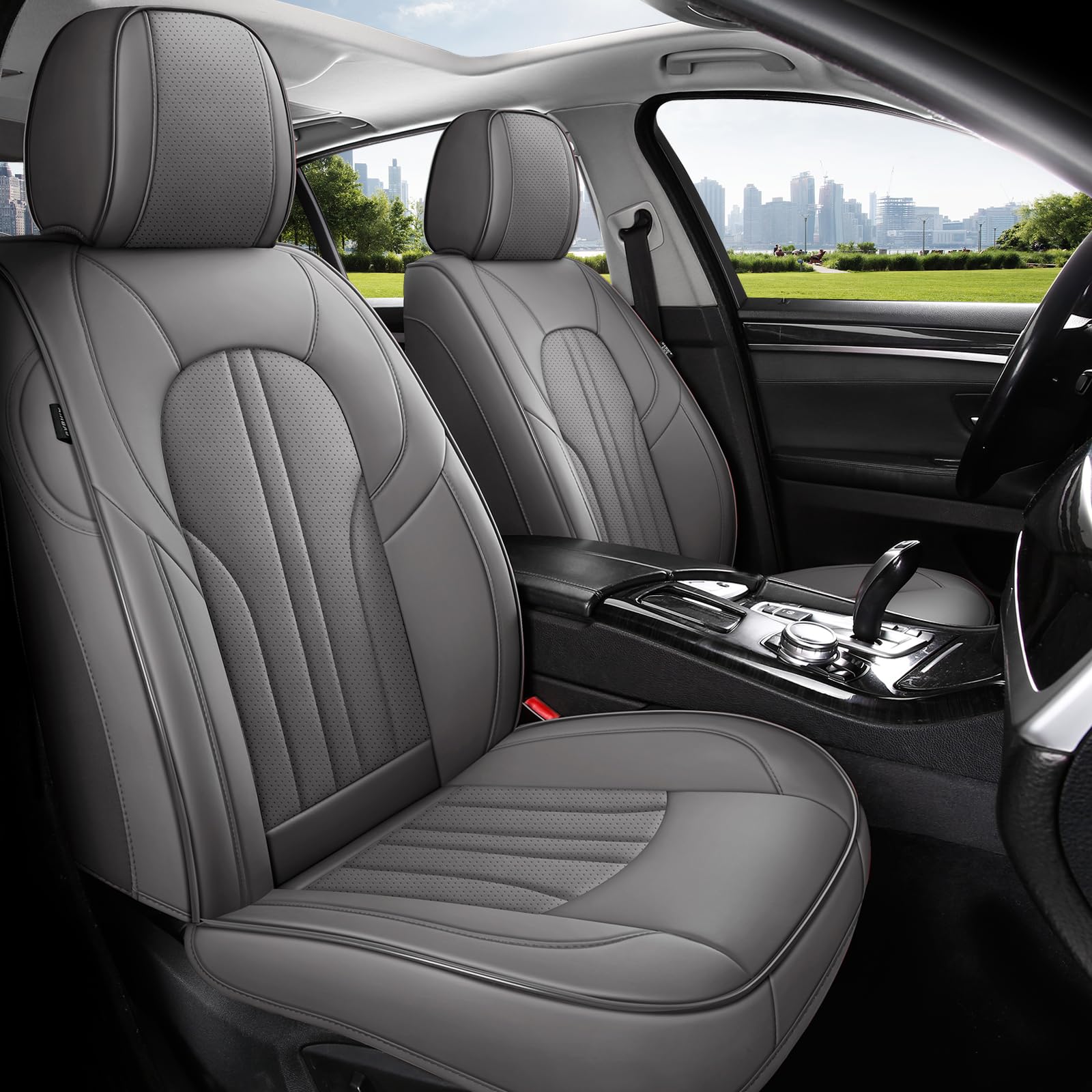 MINGBRON back seat covers in gray protect upholstery and keep passengers comfortable.