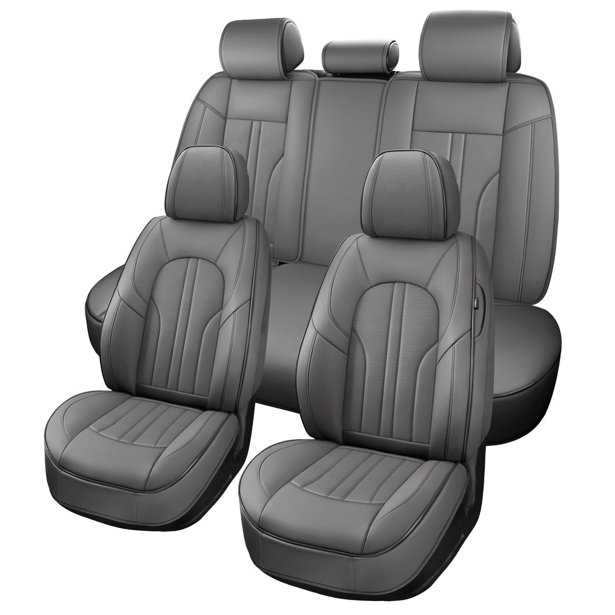 MINGBRON car seat covers full set in gray protect seats while keeping airbag access.