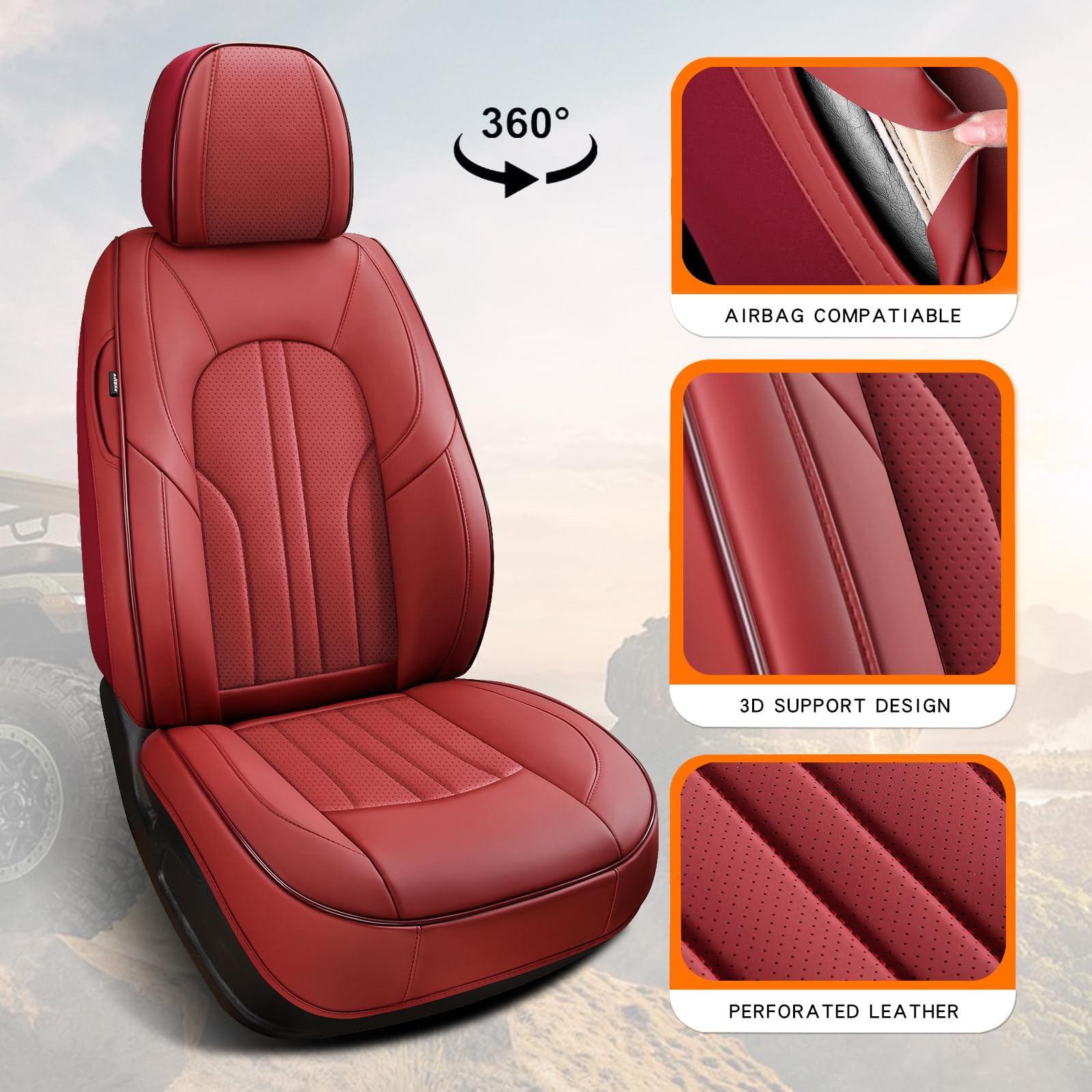 MINGBRON leather-like wine-red surface emphasizes stylish interior upgrade.