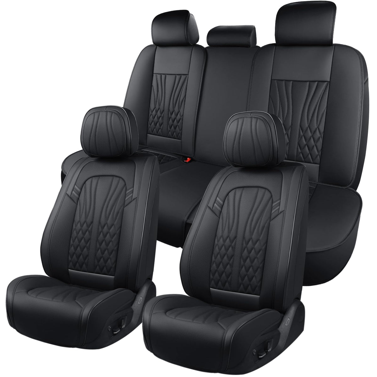 MINGBRON leather seat covers: front seat in sleek black finish, protective and stylish.