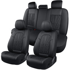 MINGBRON leather seat covers: front seat in sleek black finish, protective and stylish.
