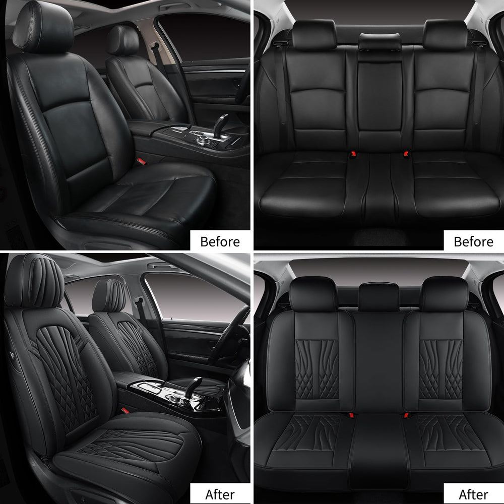 MINGBRON leather seat covers: rear-seat assembly shown for universal fit.