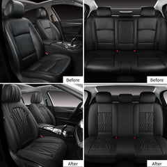 MINGBRON leather seat covers: rear-seat assembly shown for universal fit.